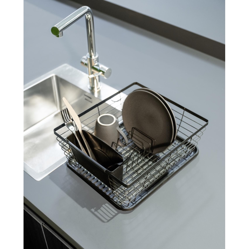 WENKO 54766100 - Ocjeđivač za posuđe BLACK OUTDOOR KITCHEN 36x30 cm crna/crna