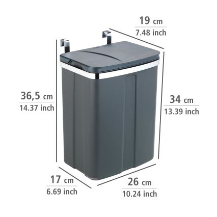 WENKO 54903100 - Koš za montažu na vrata, 26 x 36,5 cm, siva/srebrna