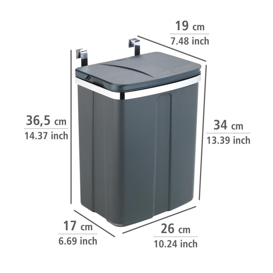 WENKO 54903100 - Koš za montažu na vrata, 26 x 36,5 cm, siva/srebrna