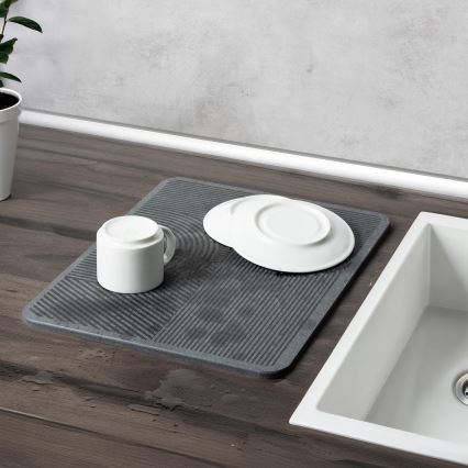 WENKO 54955100 - Podloga za sušenje posuđa DAMON 40x30 cm diatomit/siva