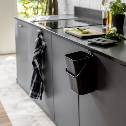 WENKO 55027100 - Koš za smeće BLACK OUTDOOR KITCHEN 19x24 cm crna/siva/prozirna