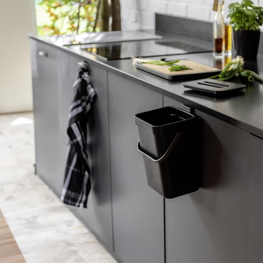 WENKO 55027100 - Koš za smeće BLACK OUTDOOR KITCHEN 19x24 cm crna/siva/prozirna