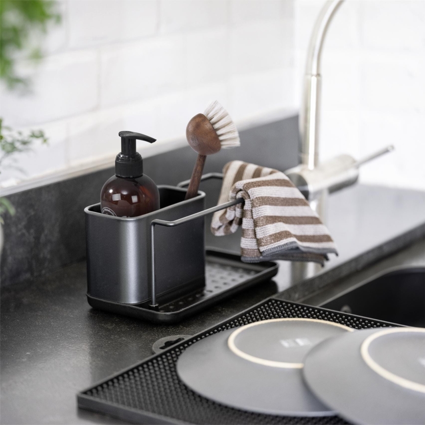 WENKO 55078100 - Organizator BLACK OUTDOOR KITCHEN 21x12 cm nehrđajući čelik/crna