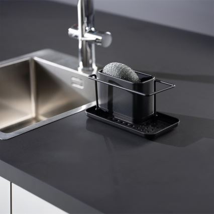 WENKO 55078100 - Organizator BLACK OUTDOOR KITCHEN 21x12 cm nehrđajući čelik/crna