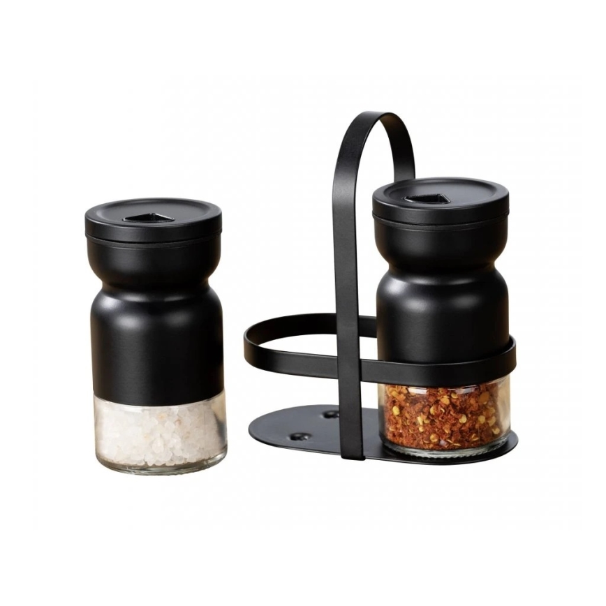 WENKO 55081100 - Set začina BLACK OUTDOOR KITCHEN 12x14,5 cm prozirno/crno
