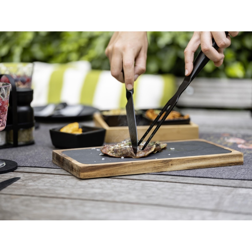 WENKO 55103100 - Daska za rezanje BLACK OUTDOOR KITCHEN 30x15 cm smeđa/siva