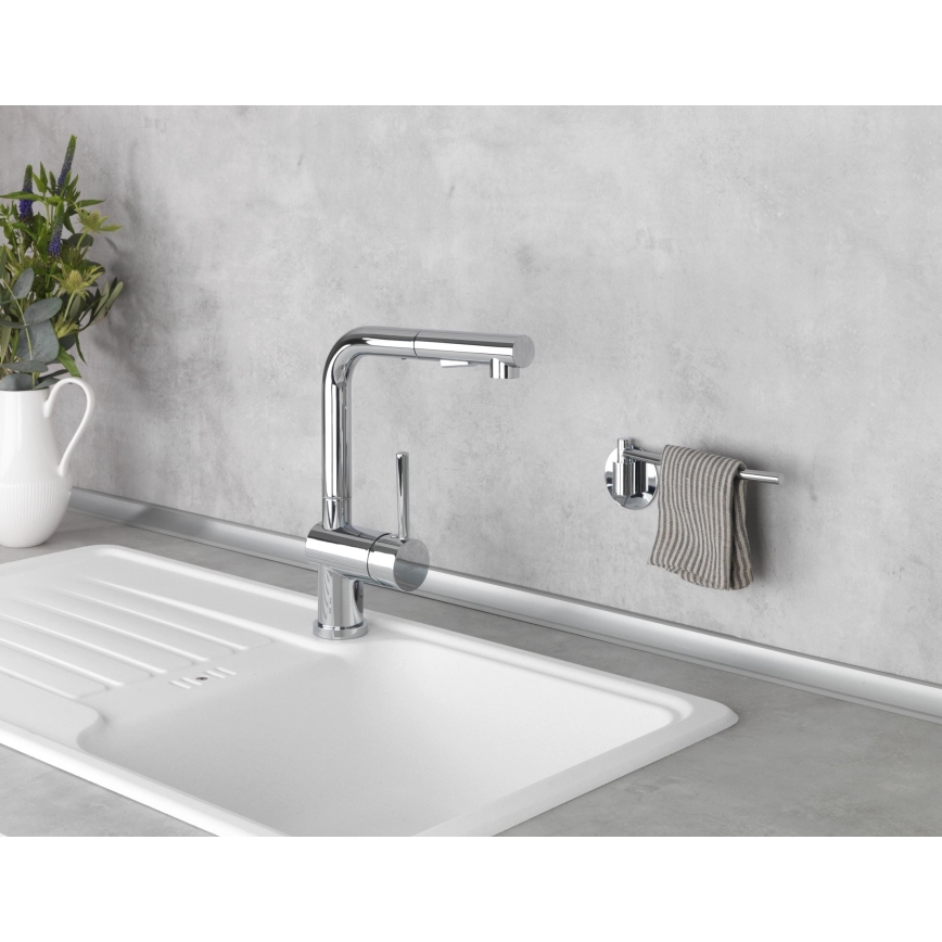 WENKO 5639100 - Držač kuhinjskih krpa TURBO-LOC KÜCHE 23x6,5 cm inox/srebrna