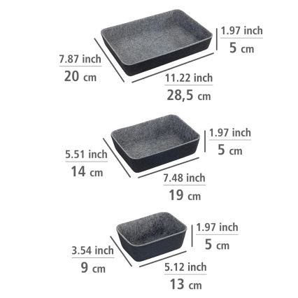 WENKO 64502100 - Organizator ladice FELT 28,5x20 cm siva