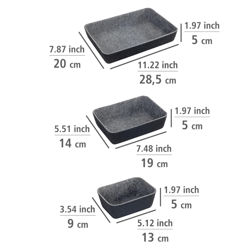 WENKO 64502100 - Organizator ladice FELT 28,5x20 cm siva