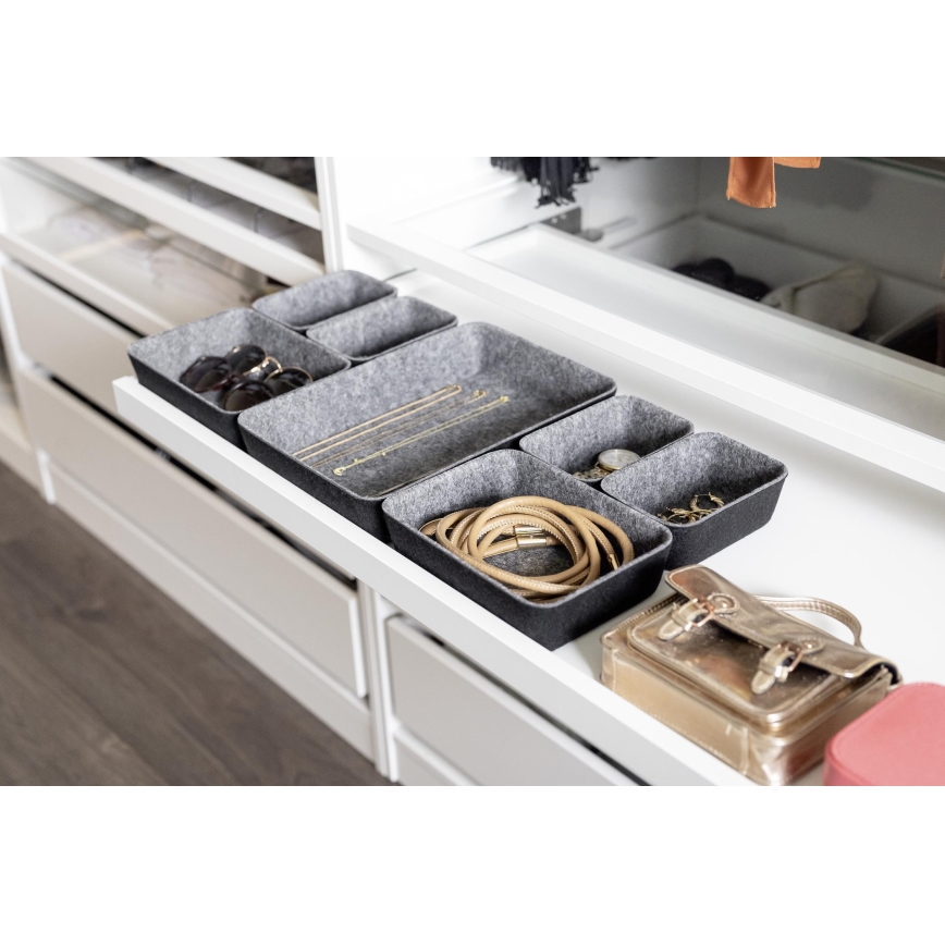 WENKO 64502100 - Organizator ladice FELT 28,5x20 cm siva