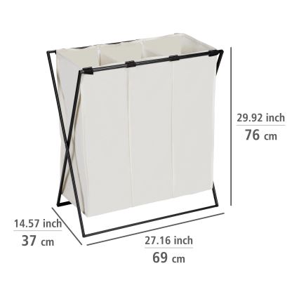 WENKO 71298800 - Koš za rublje TRIO 69x76 cm krem/crna