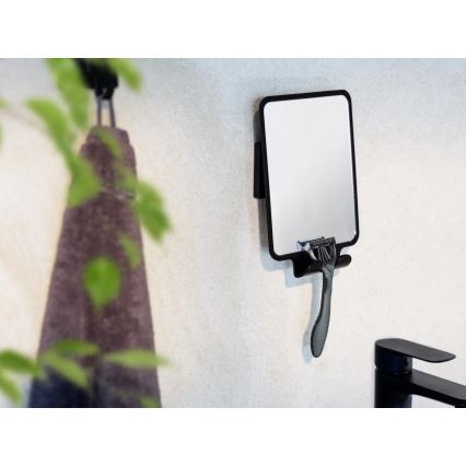 WENKO 71449800 - Ogledalo VACUUM-LOC QUADRO ED 14x19,5 cm crno