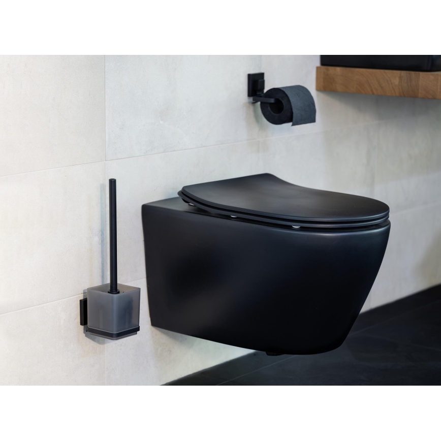 WENKO 71450800 - Set za WC VACUUM-LOC QUADRO ED, 9,5 x 37 cm, crna