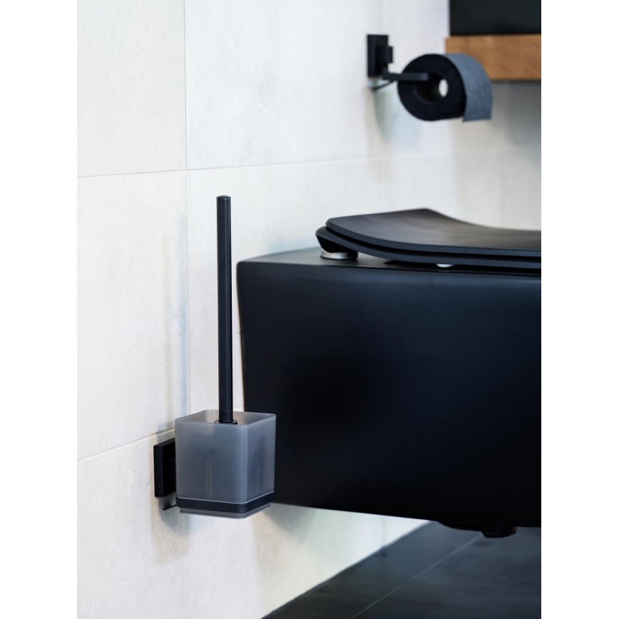 WENKO 71450800 - Set za WC VACUUM-LOC QUADRO ED, 9,5 x 37 cm, crna