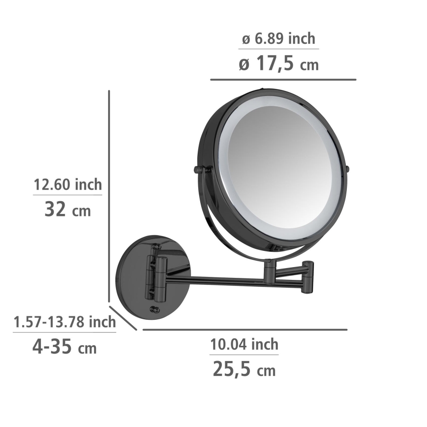 WENKO 71559800 - Ogledalo POWER-LOC 25,5x32 cm crno
