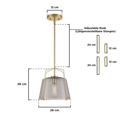 Westinghouse 61251 - Viseći luster HALLEIN 1xE27/60W/230V