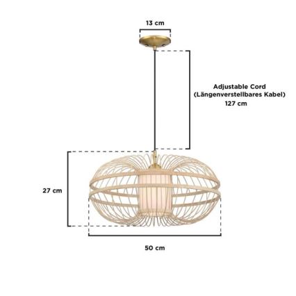 Westinghouse 61255 - Luster na sajli TULCEA 1xE27/60W/230V bambus