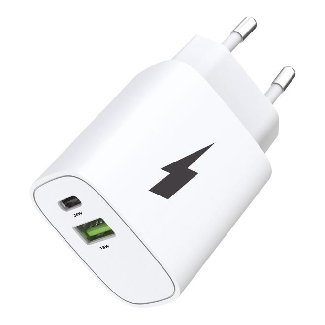 Winner Group - Adapter za brzo punjenje 1xUSB-C + 1xUSB-A Power Delivery 20W bijela