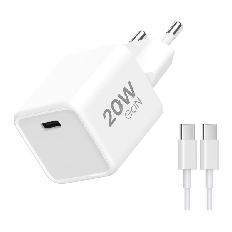 Winner Group- Adapter za brzo punjenje 1xUSB-C PD 20W + USB kabel USB-C / USB-C 1m
