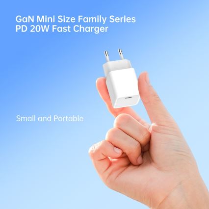 Winner Group- Adapter za brzo punjenje 1xUSB-C PD 20W + USB kabel USB-C / USB-C 1m