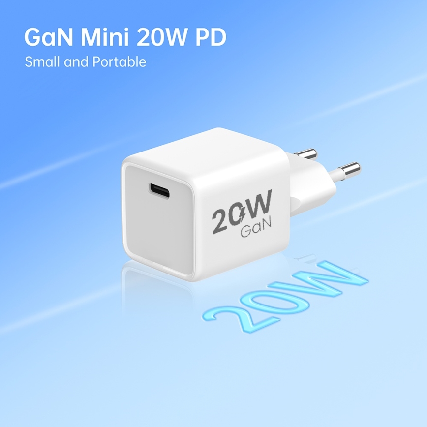 Winner Group- Adapter za brzo punjenje 1xUSB-C PD 20W + USB kabel USB-C / USB-C 1m