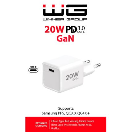 Winner Group - Adapter za brzo punjenje 1xUSB-C Power Delivery 20W bijela