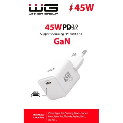 Winner Group - Adapter za brzo punjenje 1xUSB-C Power Delivery 45W bijela