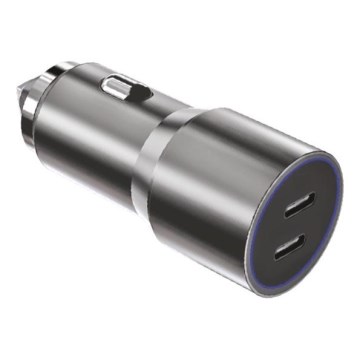 Winner Group - Auto punjač 2xUSB-C Power Delivery 60W srebrni