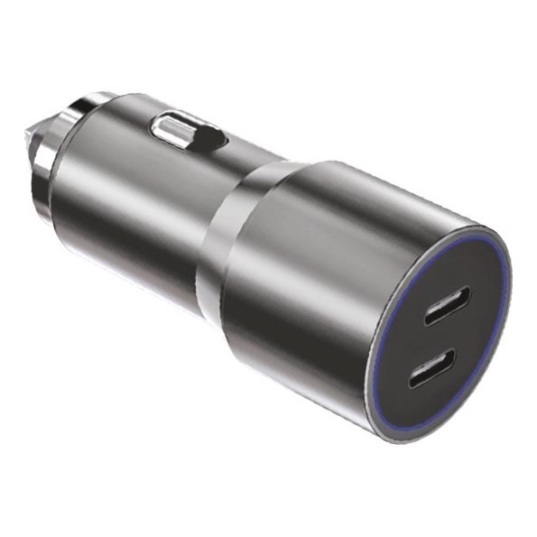 Winner Group - Auto punjač 2xUSB-C Power Delivery 60W srebrni
