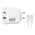 Winner Group - Brzi punjač adapter 2xUSB PD 65W + USB kabel USB-C / USB-C 1m