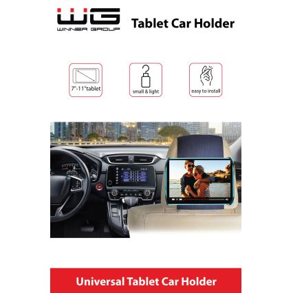 Winner Group - Držač za tablet za naslon za auto s čičak trakom crni