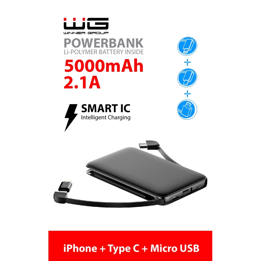 Winner Group - Power Bank 5000 mAh crna