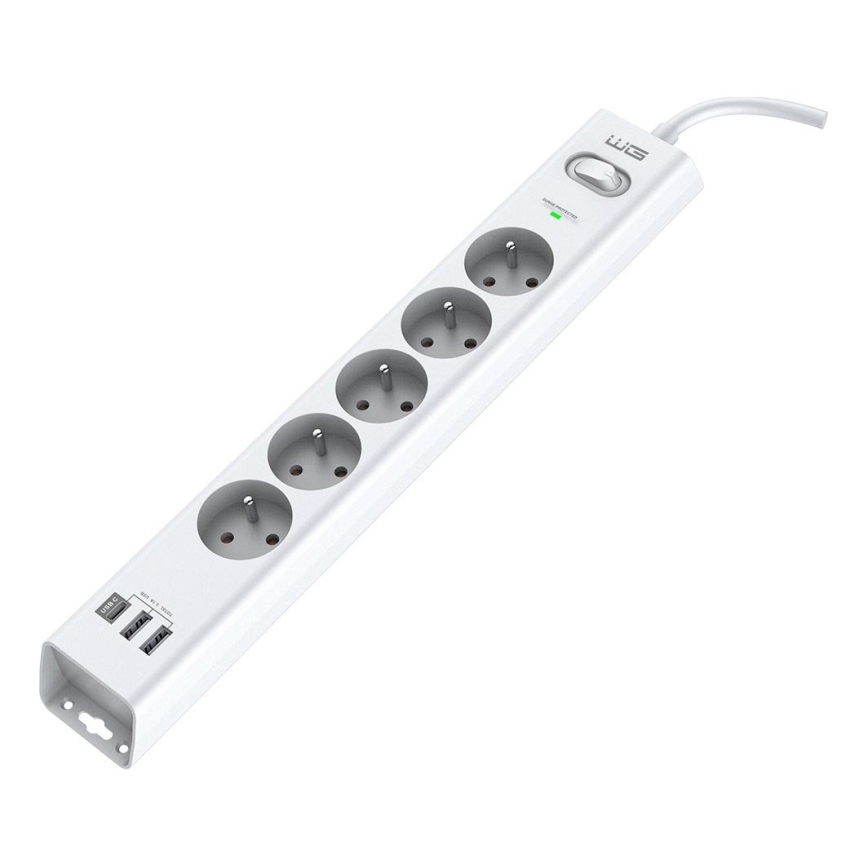 Winner Group - Prenaponska zaštita 5U + 2xUSB-A + 1xUSB-C bijela