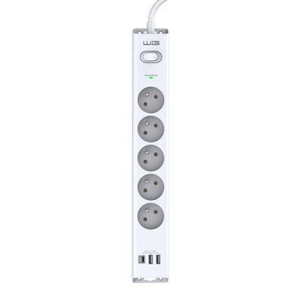 Winner Group - Prenaponska zaštita 5U + 2xUSB-A + 1xUSB-C bijela