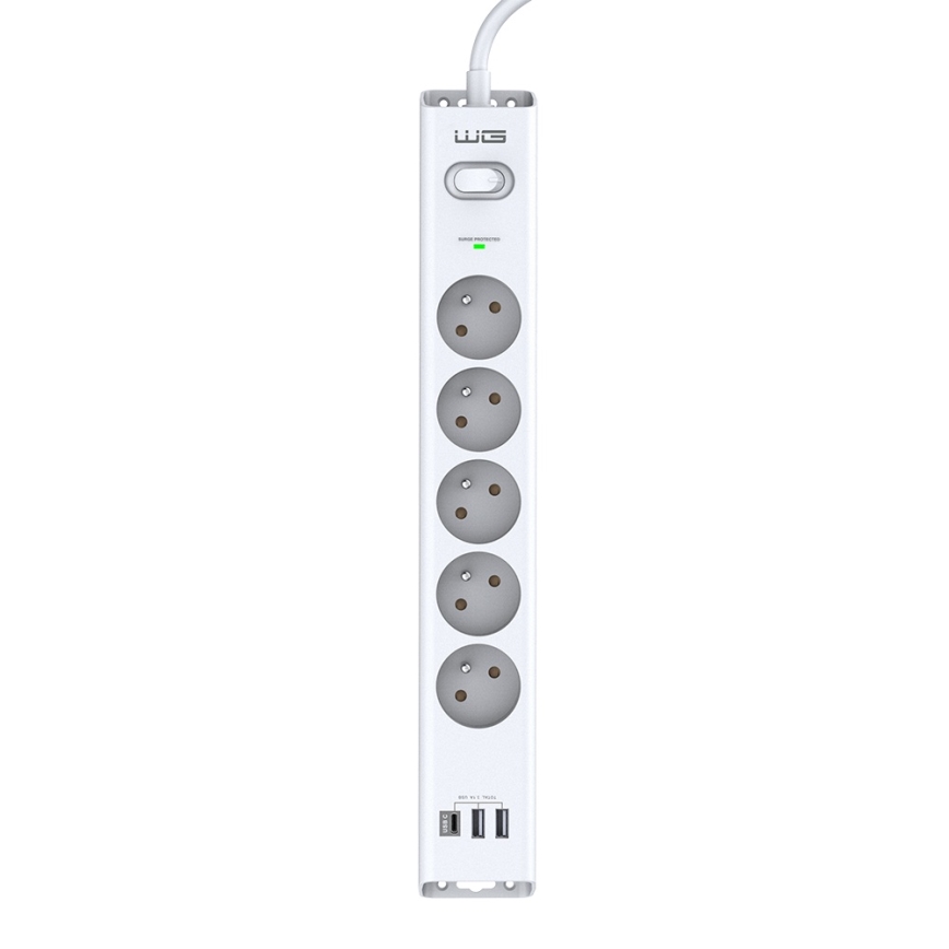 Winner Group - Prenaponska zaštita 5U + 2xUSB-A + 1xUSB-C bijela