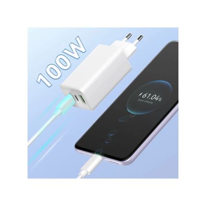 Winner Group - Punjač GaN 1xUSB-A + 2xUSB-C 100W bijeli