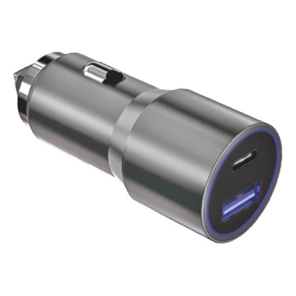 Winner Group - Punjač za auto 1xUSB-C + 1xUSB-A Power Delivery 58,5W srebrna