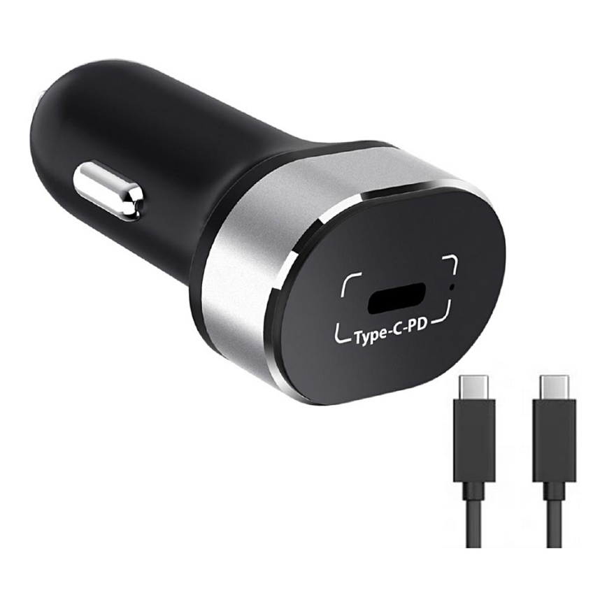 Winner Group - Punjač za auto 1xUSB-C Power Delivery 20W + USB kabel USB-C / USB-C 1 m crna