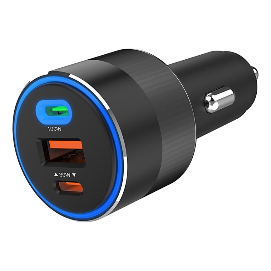Winner Group - Punjač za auto 2xUSB-C + 1xUSB-A Power Delivery 130W crna
