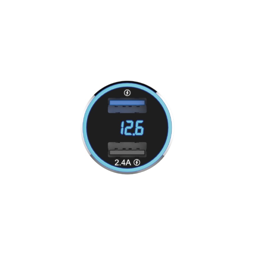 Winner Group - Punjač za auto s zaslonom 2xUSB-A Power Delivery 30W crna