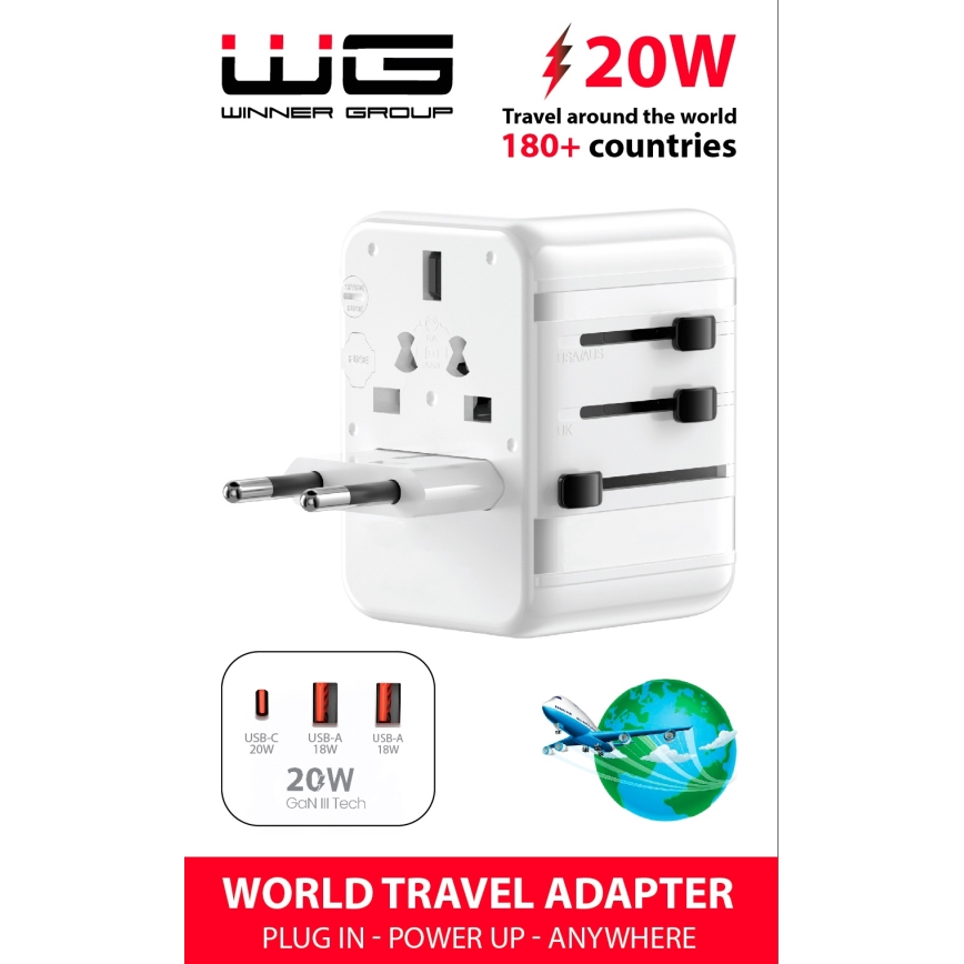 Winner Group - Putni adapter za brzo punjenje Power Delivery 20W bijela