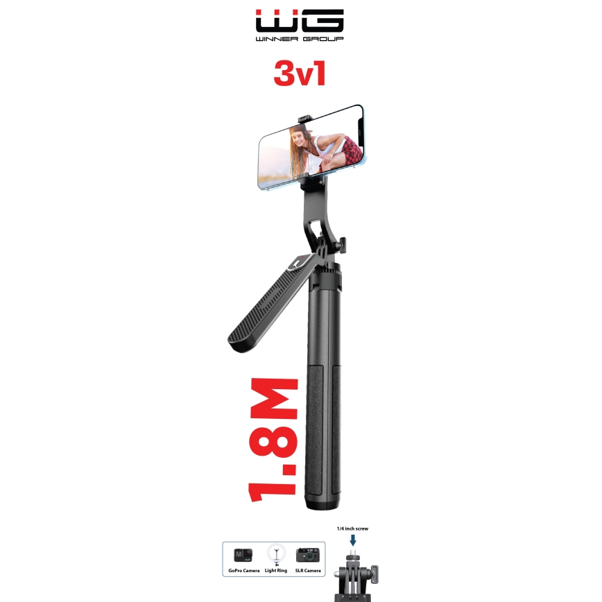 Winner Group - Selfie štap 3u1 sa stalkom 55 mAh 180 cm crna