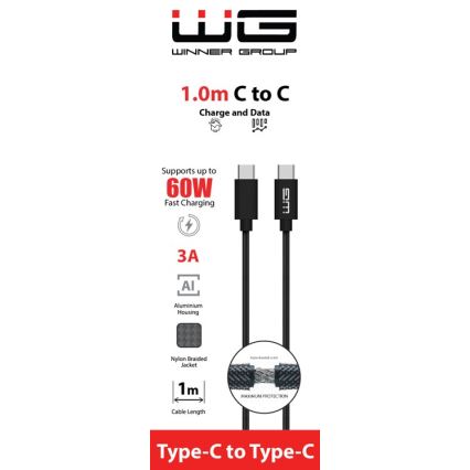Winner Group - USB kabel USB-C / USB-C 60W 1m crna
