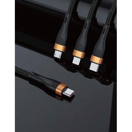 Winner Group -USB kabel 3u1 USB-C / Lightning, USB-C i Micro USB 100W 1,5m crna
