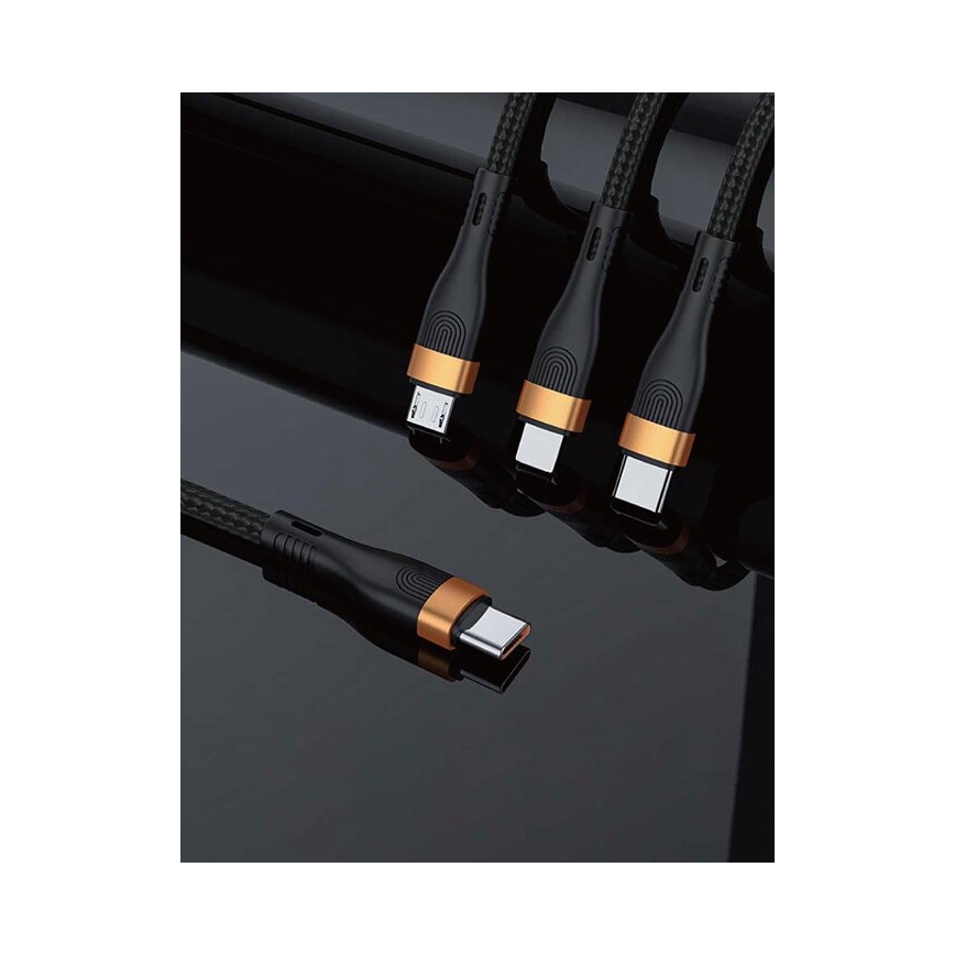 Winner Group -USB kabel 3u1 USB-C / Lightning, USB-C i Micro USB 100W 1,5m crna