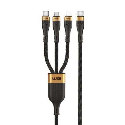 Winner Group -USB kabel 3u1 USB-C / Lightning, USB-C i Micro USB 100W 1,5m crna