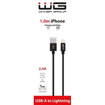 Winner Group - USB kabel Lightning / USB-A 1m crna