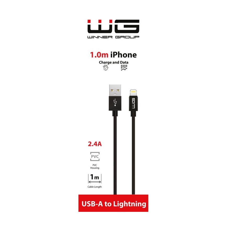 Winner Group - USB kabel Lightning / USB-A 1m crna