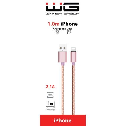 Winner Group - USB kabel Lightning / USB-A 1m ružičasta