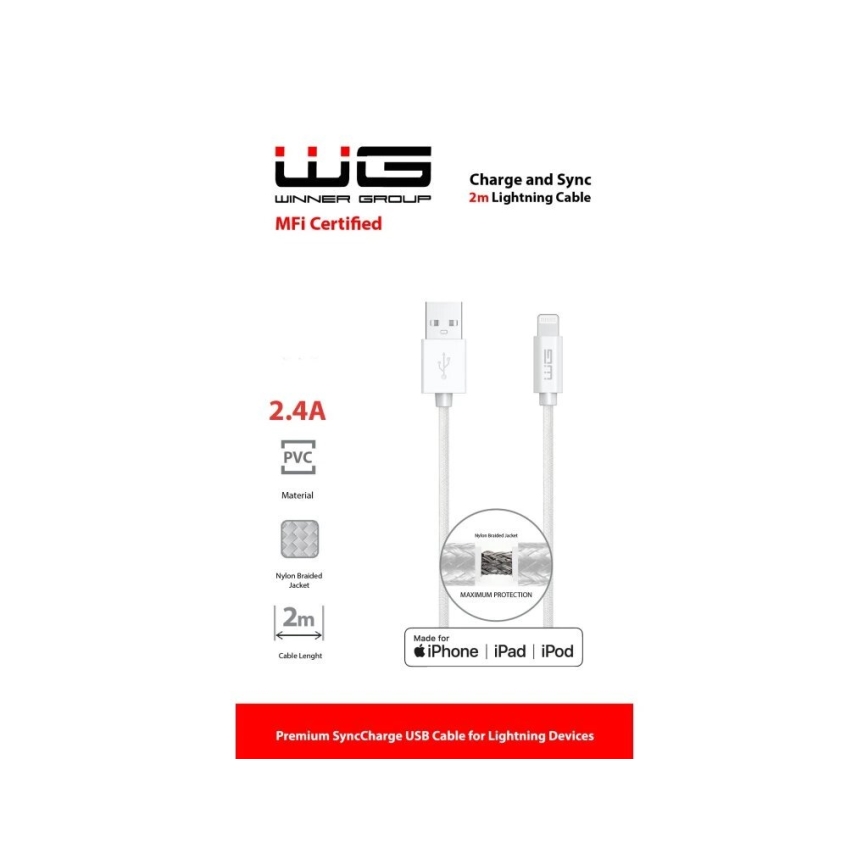 Winner Group - USB kabel MFI Lightning / USB-A 2m bijela